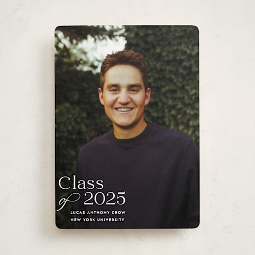 This is a blanco graduation announcements with standard by Megan Davis called classical grad printing on recycled smooth signature in standard