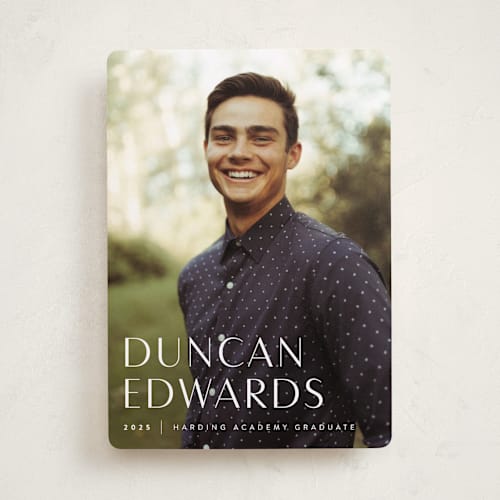 This is a cloud graduation announcements with standard by Sara Hicks Malone called classic printing on recycled smooth signature in standard