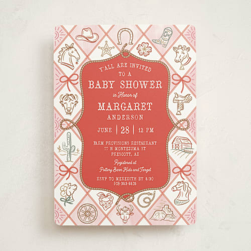 This is a fandango baby shower invitations with standard by Paper Sun Studio called cowboy baby printing on signature in standard