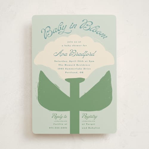 This is a lily baby shower invitations with standard by Lisa McLean called tulip printing on signature in standard