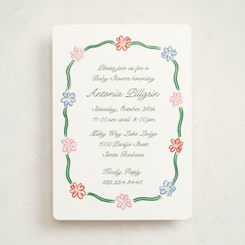 This is a garden baby shower invitations with standard by Pati Cascino called dilleto printing on signature in standard