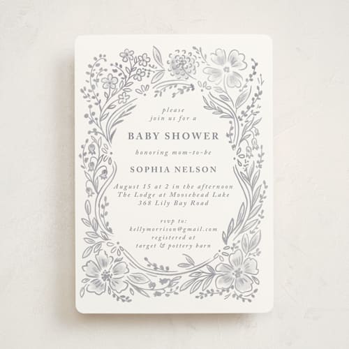 This is a slate baby shower invitations with standard by Petra Kern called baby frame printing on signature in standard