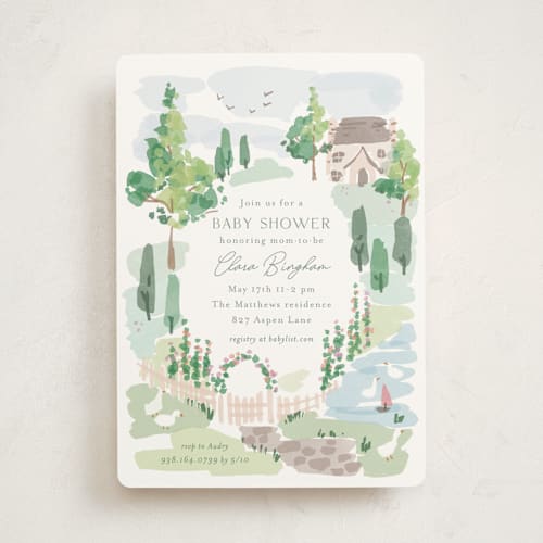 This is a meadow baby shower invitations with standard by Rebecca Durflinger called sweet countryside printing on signature in standard