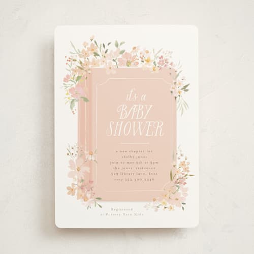 This is a carnation baby shower invitations with standard by Itsy Belle Studio called storybook printing on signature in standard