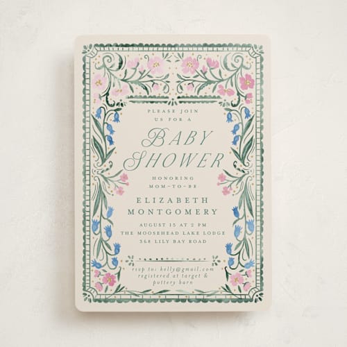 This is a evergreen baby shower invitations with standard by Petra Kern called book cover printing on signature in standard