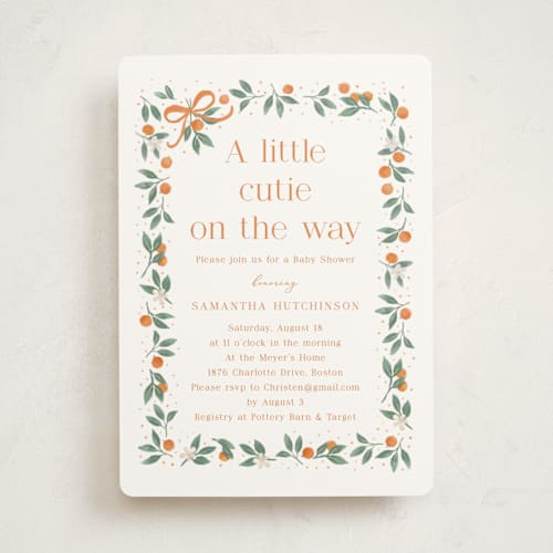 This is a cotton baby shower invitations with standard by frau brandt called cutie frame printing on signature in standard