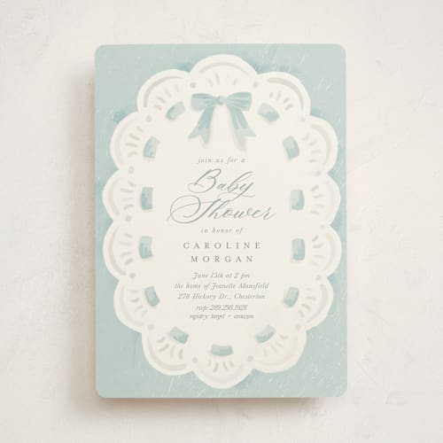 This is a cloud baby shower invitations with standard by Laura Hankins called eyelet printing on signature in standard