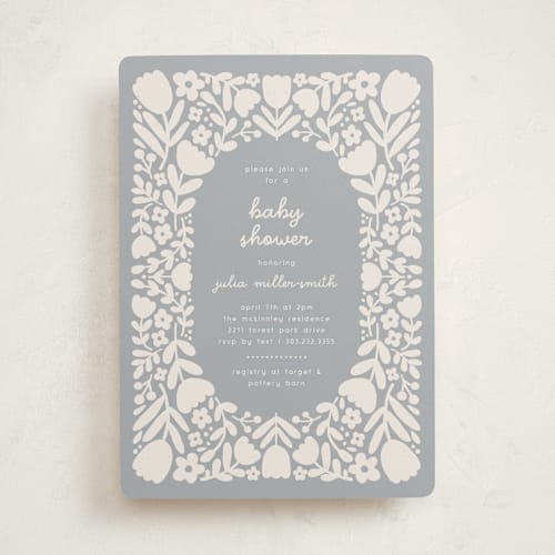 This is a cloud baby shower invitations with standard by Kelly Watkins called tulips printing on signature in standard
