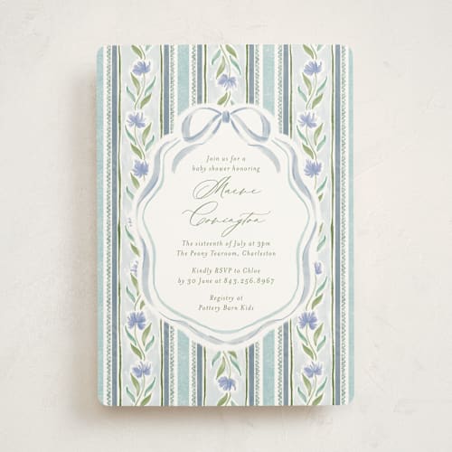 This is a cotswolds baby shower invitations with standard by Jackie Crawford called wildflower ribbon printing on signature in standard