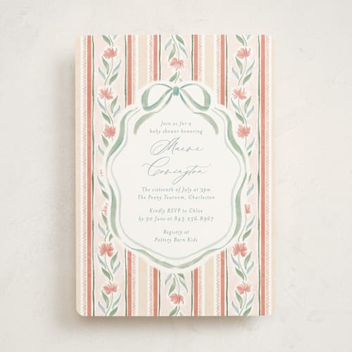 This is a orangery baby shower invitations with standard by Jackie Crawford called wildflower ribbon printing on signature in standard