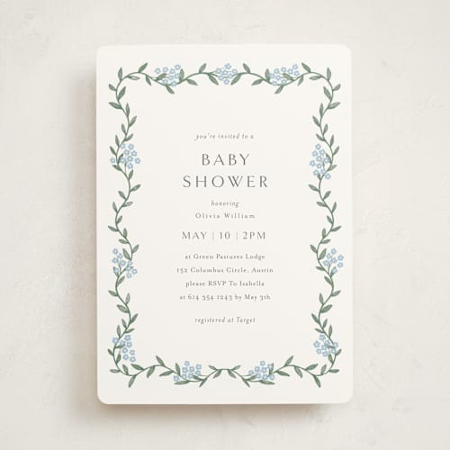 This is a sky baby shower invitations with standard by Christy Hy Lee called simple garland printing on signature in standard