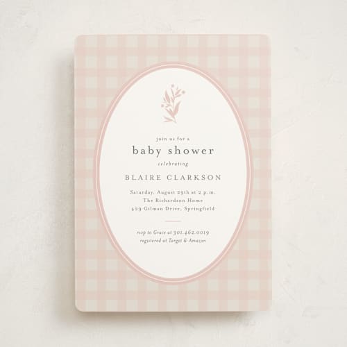 This is a ballet slipper baby shower invitations with standard by Jessica Williams called delicate bloom printing on signature in standard