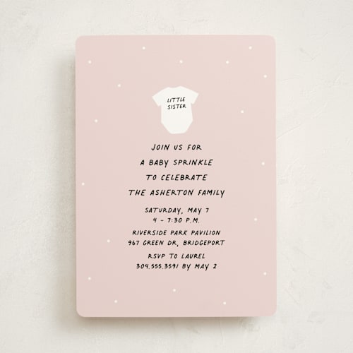 This is a cotton candy baby shower invitations with standard by Lea Delaveris called little sibling printing on signature in standard