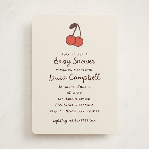 This is a sundae baby shower invitations with standard by Megan Davis called cherry on top printing on signature in standard