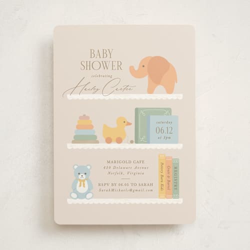 This is a linen baby shower invitations with standard by Brandy Folse called charming nursery printing on signature in standard