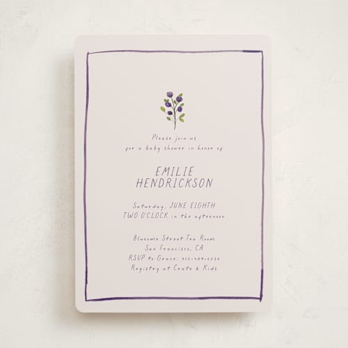 This is a mist baby shower invitations with standard by Mere Paper called blue bells printing on signature in standard
