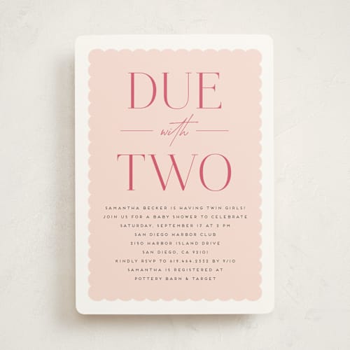 This is a carnation baby shower invitations with standard by Erica Krystek called due with two printing on signature in standard