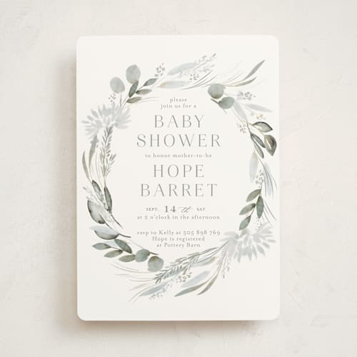 This is a sea glass baby shower invitations with standard by Petra Kern called amorino printing on signature in standard