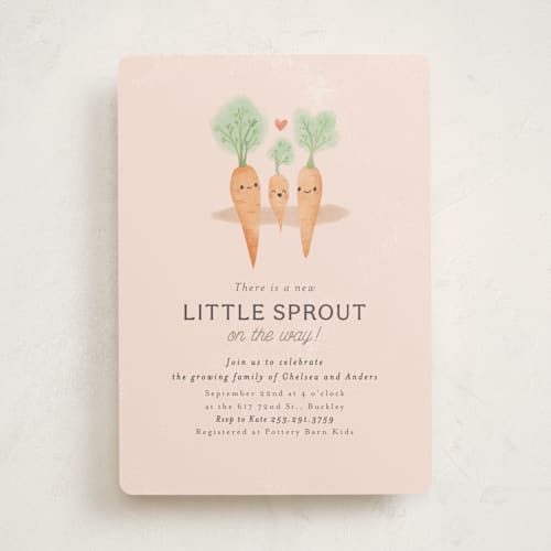 This is a blush baby shower invitations with standard by Itsy Belle Studio called little sprout printing on signature in standard