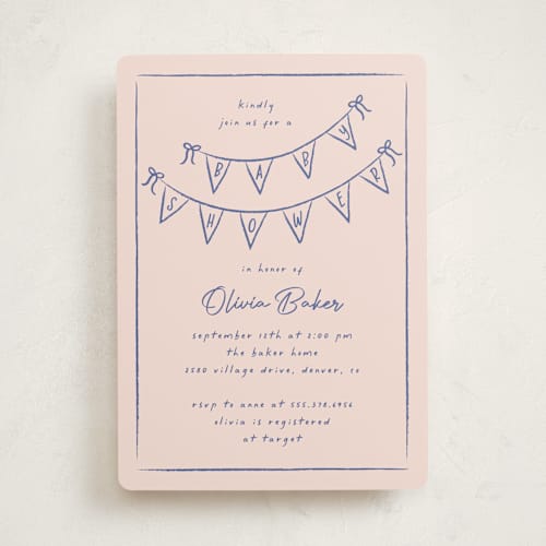 This is a cupcake baby shower invitations with standard by Ashley Iwafuchi called baby garland printing on signature in standard