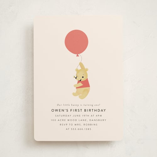 This is a clay kids birthday invitations with standard by Itsy Belle Studio called disney's pooh bear birthday printing on signature in standard