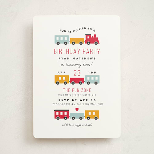 This is a fire hydrant kids birthday invitations with standard by Sandra Picco Design called birthday train printing on signature in standard