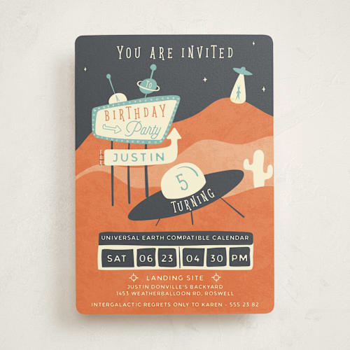 This is a dessert kids birthday invitations with standard by Gwen Bedat called roswell printing on signature in standard