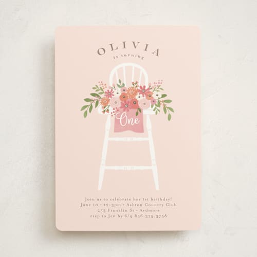 This is a carnation kids birthday invitations with standard by Jennifer Wick called freshly cut flowers printing on signature in standard