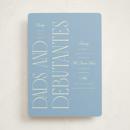 This is a hydrangea debutante party invitations with standard by Ashlee Townsend called dads and debutantes printing on signature in standard