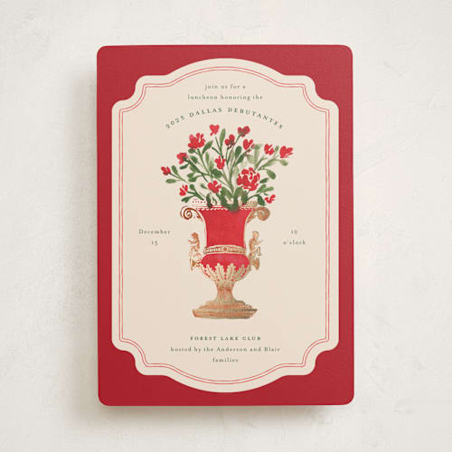 This is a ruby debutante party invitations with foil pressed by Claudia Orengo called regency vase printing on signature in standard
