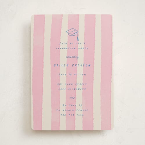 This is a cherry blossom graduation invitations with standard by Jessica Yeo called daydreams and doodles printing on signature in standard