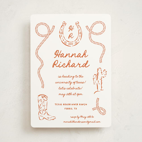 This is a bronco graduation invitations with standard by Claudia Orengo called western printing on signature in standard