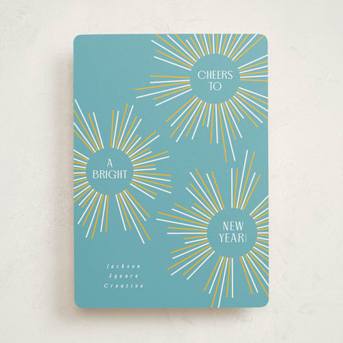 This is a sky business holiday cards with standard by Owl and Toad called bursting printing on signature in standard