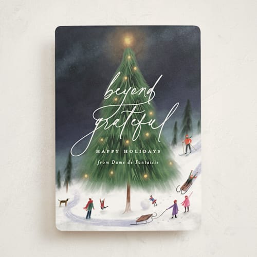 This is a jam business holiday cards with standard by Grae called majestic tree printing on signature in standard