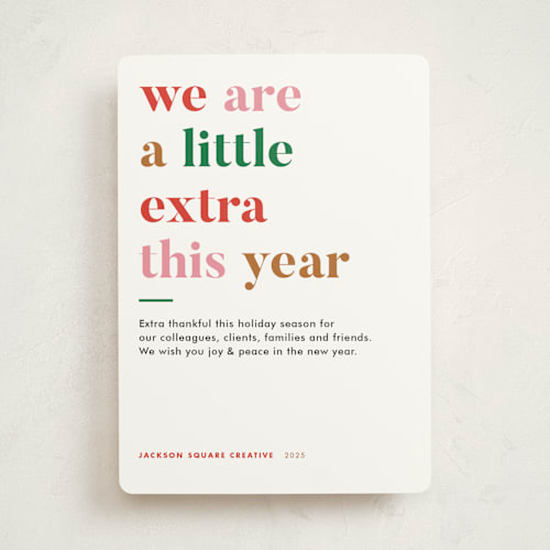 This is a confetti business holiday cards with standard by Jennifer Lew called extra printing on signature in standard
