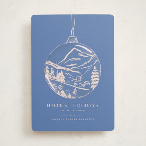 This is a sapphire business holiday cards with standard by Vera Lim called painted ornament printing on signature in standard