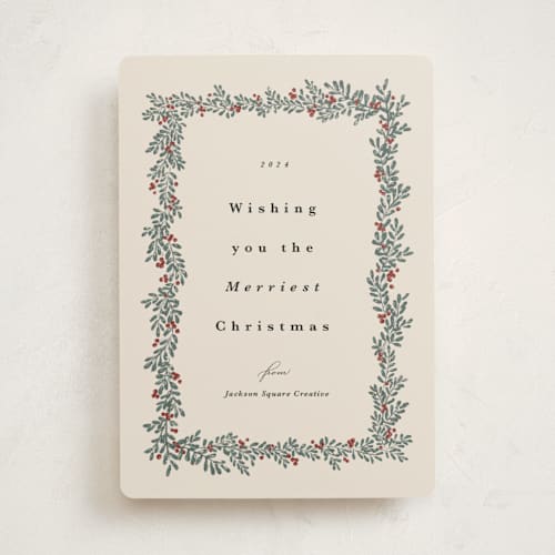 This is a almond business holiday cards with standard by Kate Ahn called canneberge printing on signature in standard