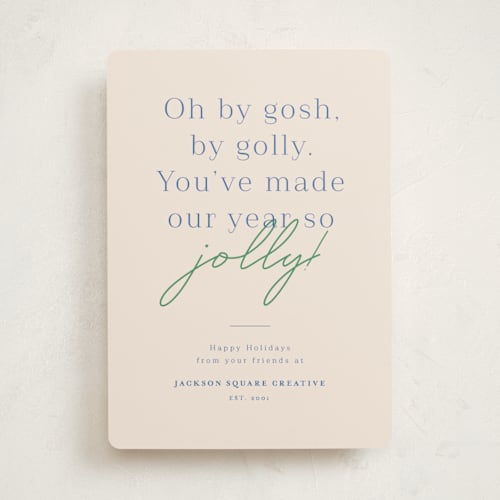 This is a cookie dough business holiday cards with standard by Megan Cash called by gosh by golly printing on signature in standard