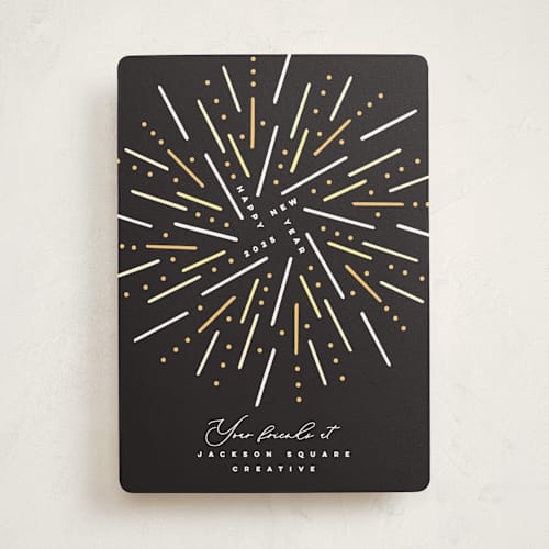 This is a midnight business holiday cards with standard by Owl and Toad called fireworks printing on signature in standard