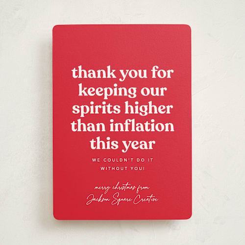 This is a poinsettia business holiday cards with standard by Robert and Stella called inflation printing on signature in standard