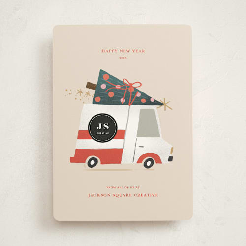 This is a eggnog business holiday cards with standard by Leia Matt called vroom vroom printing on signature in standard