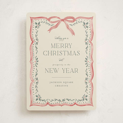 This is a eggnog business holiday cards with standard by Chris Griffith called ribbon stripe holiday printing on signature in standard