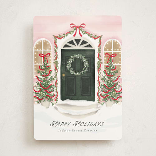 This is a rosy cheeks business holiday cards with standard by Petra Kern called la porta printing on signature in standard