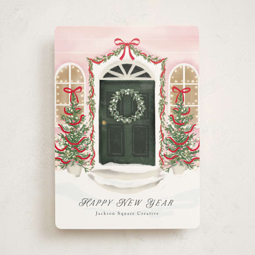 This is a rosy cheeks business holiday cards with standard by Petra Kern called la porta printing on signature in standard