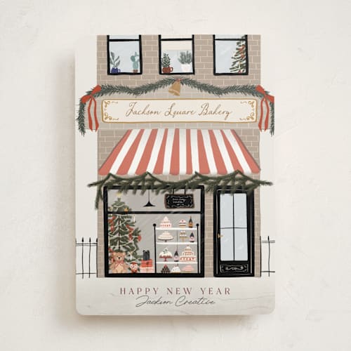 This is a candy business holiday cards with standard by Maja Cunningham called little shop printing on signature in standard