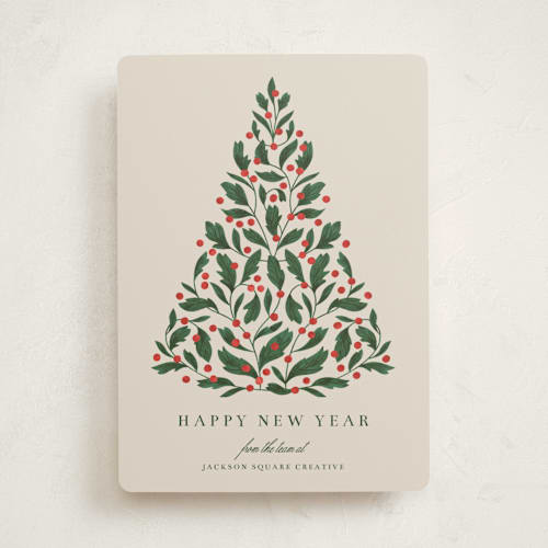 This is a latte business holiday cards with standard by Jen Owens called oh tree printing on signature in standard