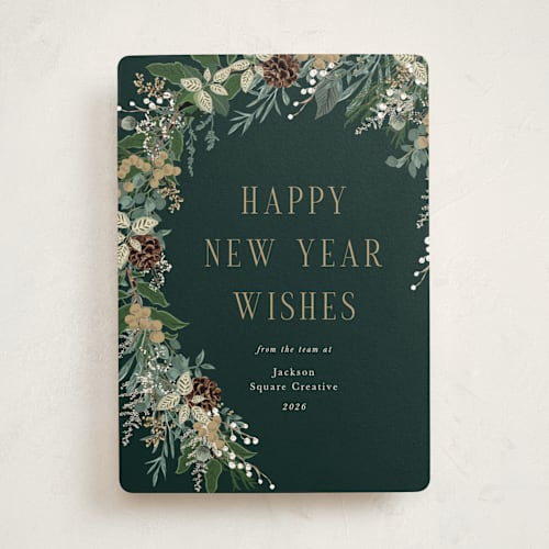 This is a juniper business holiday cards with standard by Susan Moyal called holiday vine printing on signature in standard