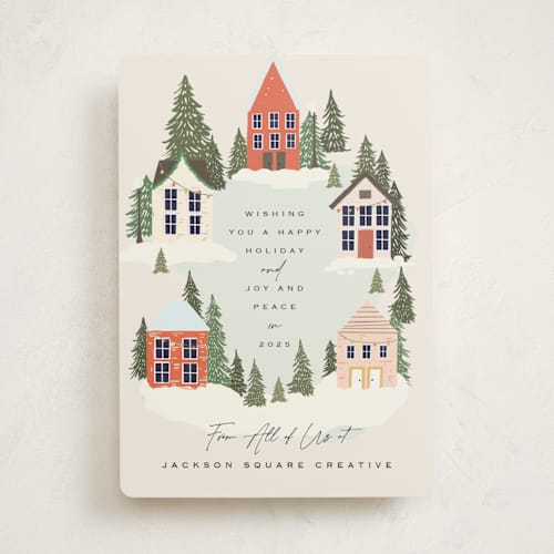 This is a cookie dough business holiday cards with standard by Hannah Williams called vintage town printing on signature in standard