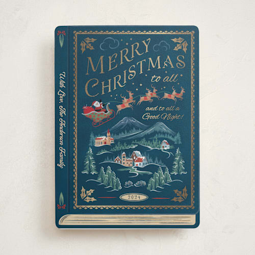 This is a night foil pressed holiday cards with foil pressed by Paper Sun Studio called the night before christmas printing on signature in standard