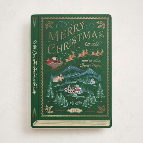 This is a cranberry foil pressed holiday cards with foil pressed by Paper Sun Studio called the night before christmas printing on signature in standard